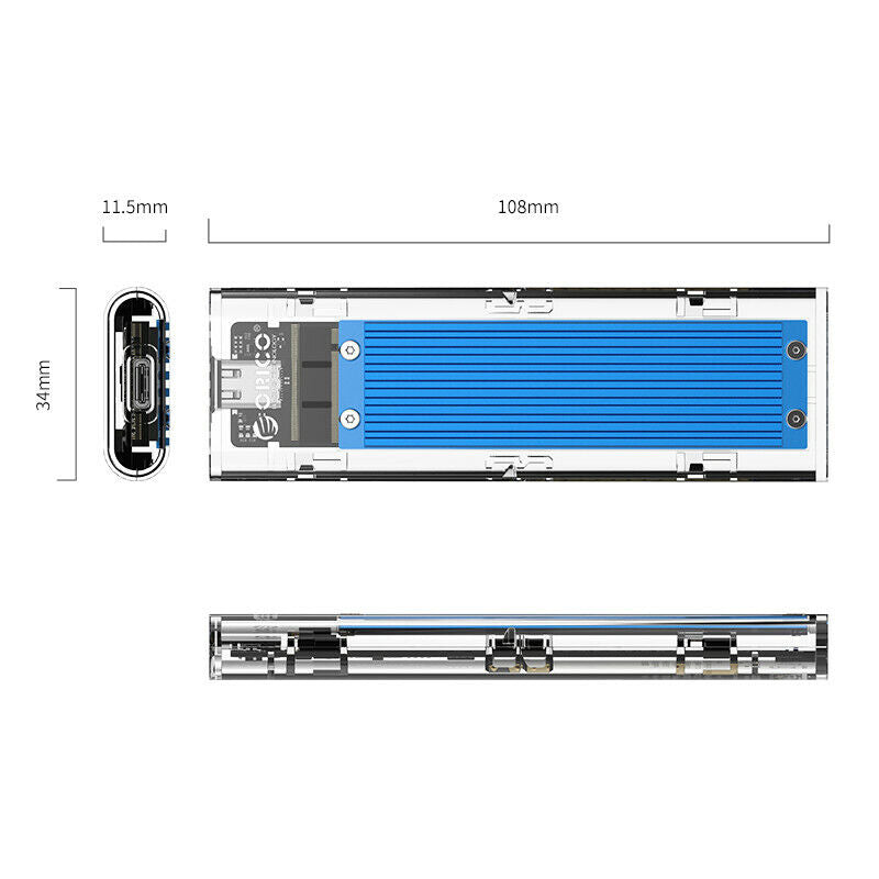 Orico TCM2-C3 Transparent NVMe M.2 SSD (M Key) USB C 3.1 Type-C Enclosure