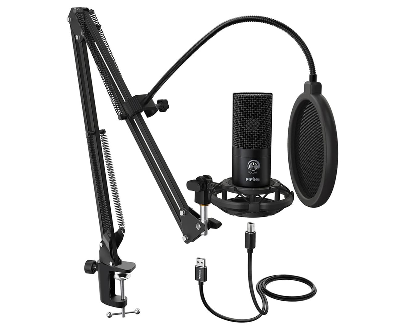 Fifine Technology USB Condenser Broadcast/Podcast Microphone w/Filter/Desk Stand