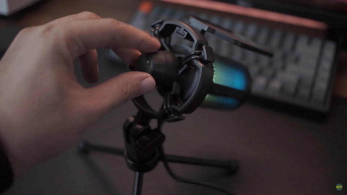 A6V-Black FIFINE AMPLIGAME USB MICROPHONE WITH VOLUME DIAL, MUTE BUTTON & RGB FOR STREAMING ON PC/LAPTOP/PS4/5