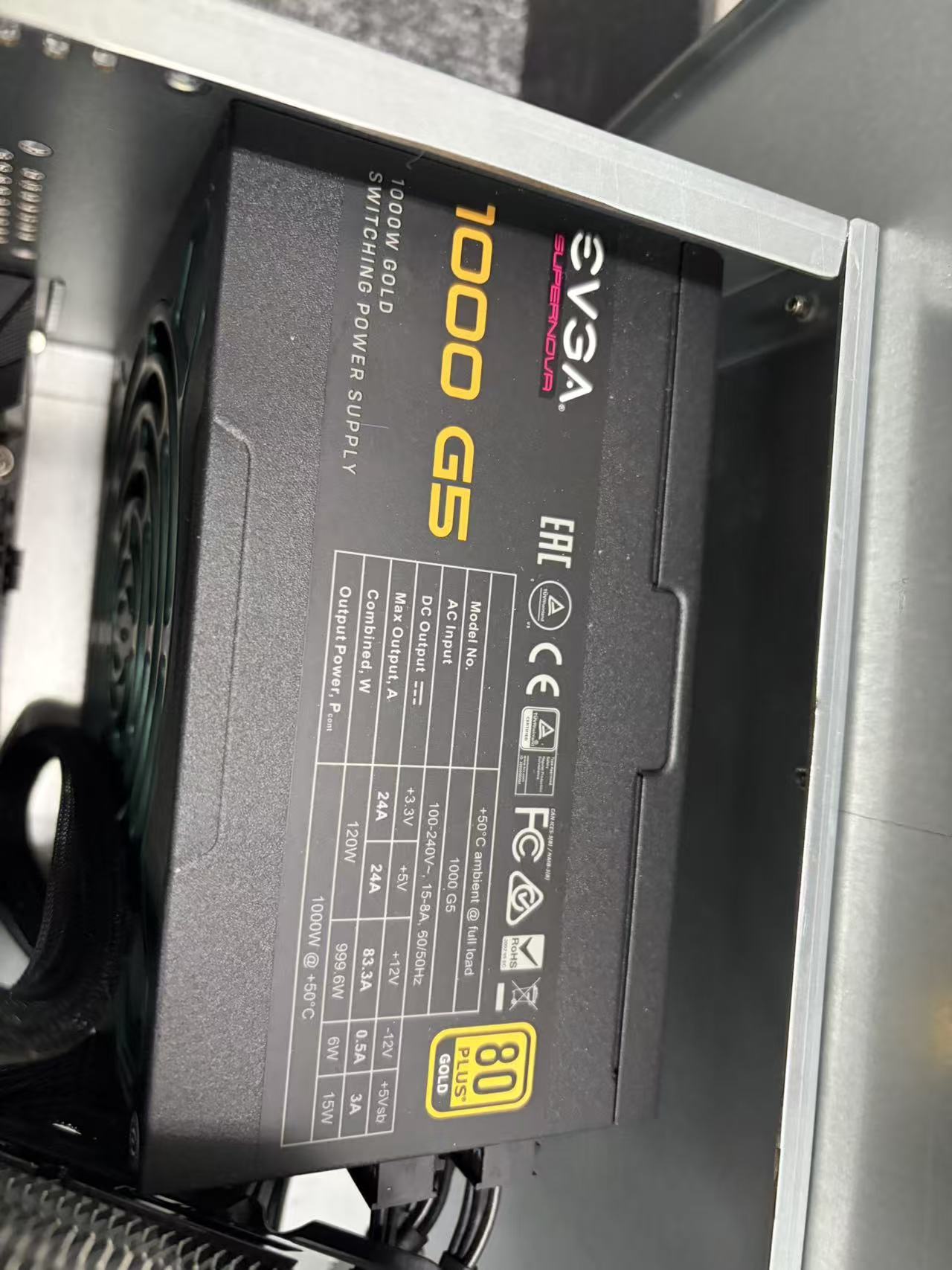 Used EVGA SuperNOVA 1000 G5 1000W 80+ Gold Fully Modular PSU + Full Cable Set