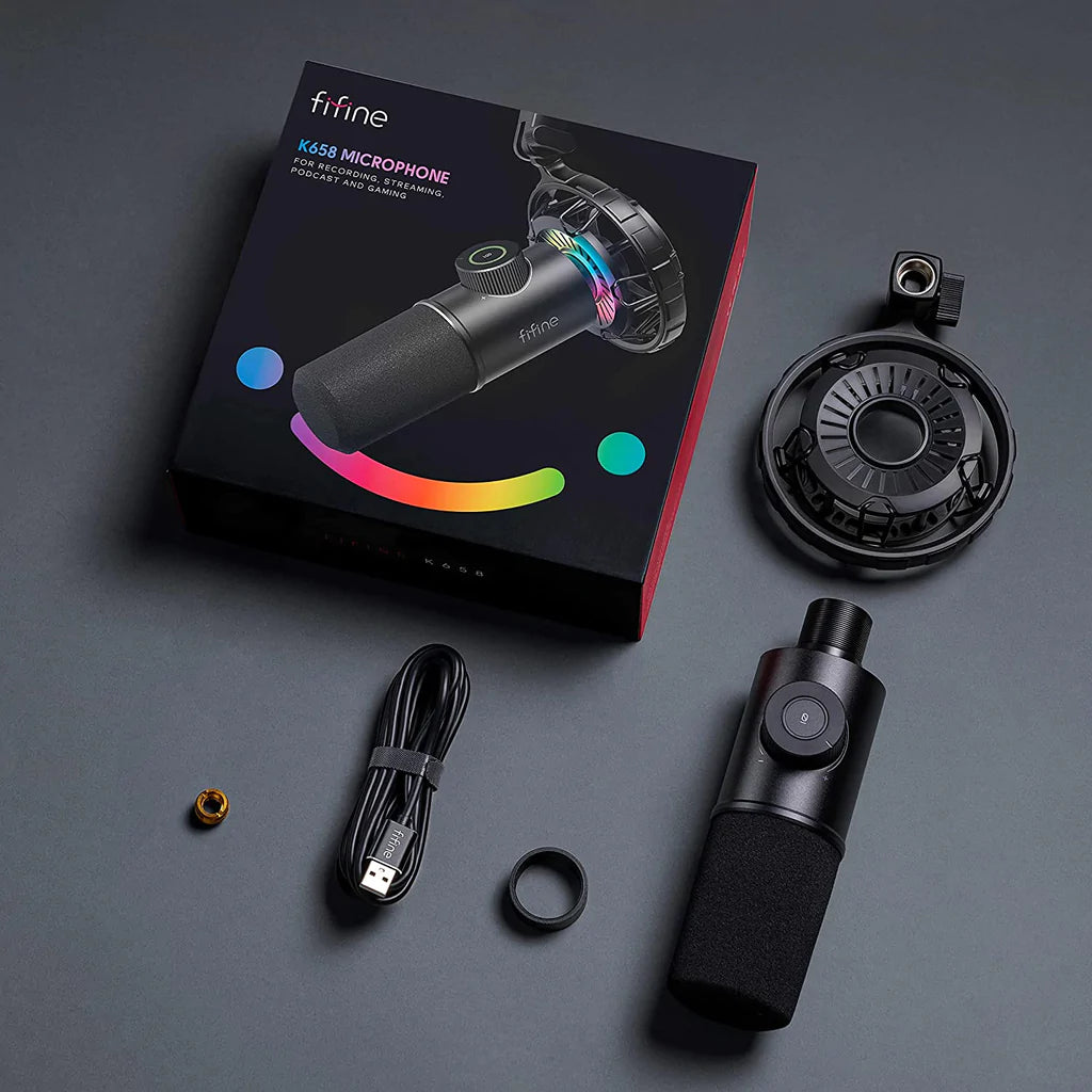 Fifine Dynamic Microphone for windows and laptop USB Mic for Gaming YouTube